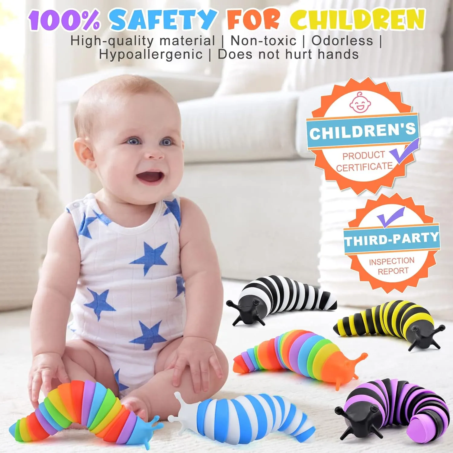 - 6 Pcs Cute Autism Sensory Toys for Autistic Children & Kids shovel gourmet Party Favors$ Age 3  Cevioce Sensory Slug Fidget Toys 