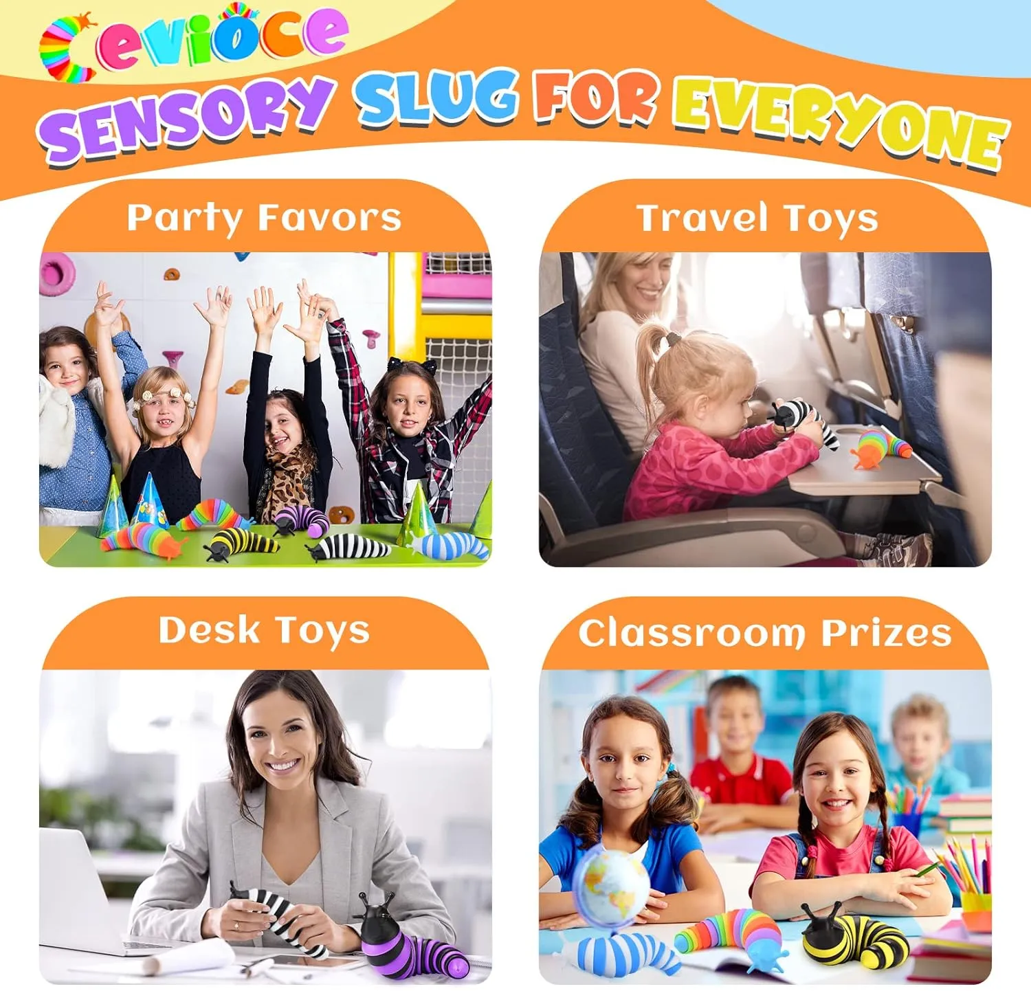 - 6 Pcs Cute Autism Sensory Toys for Autistic Children & Kids shovel gourmet Party Favors$ Age 3  Cevioce Sensory Slug Fidget Toys 