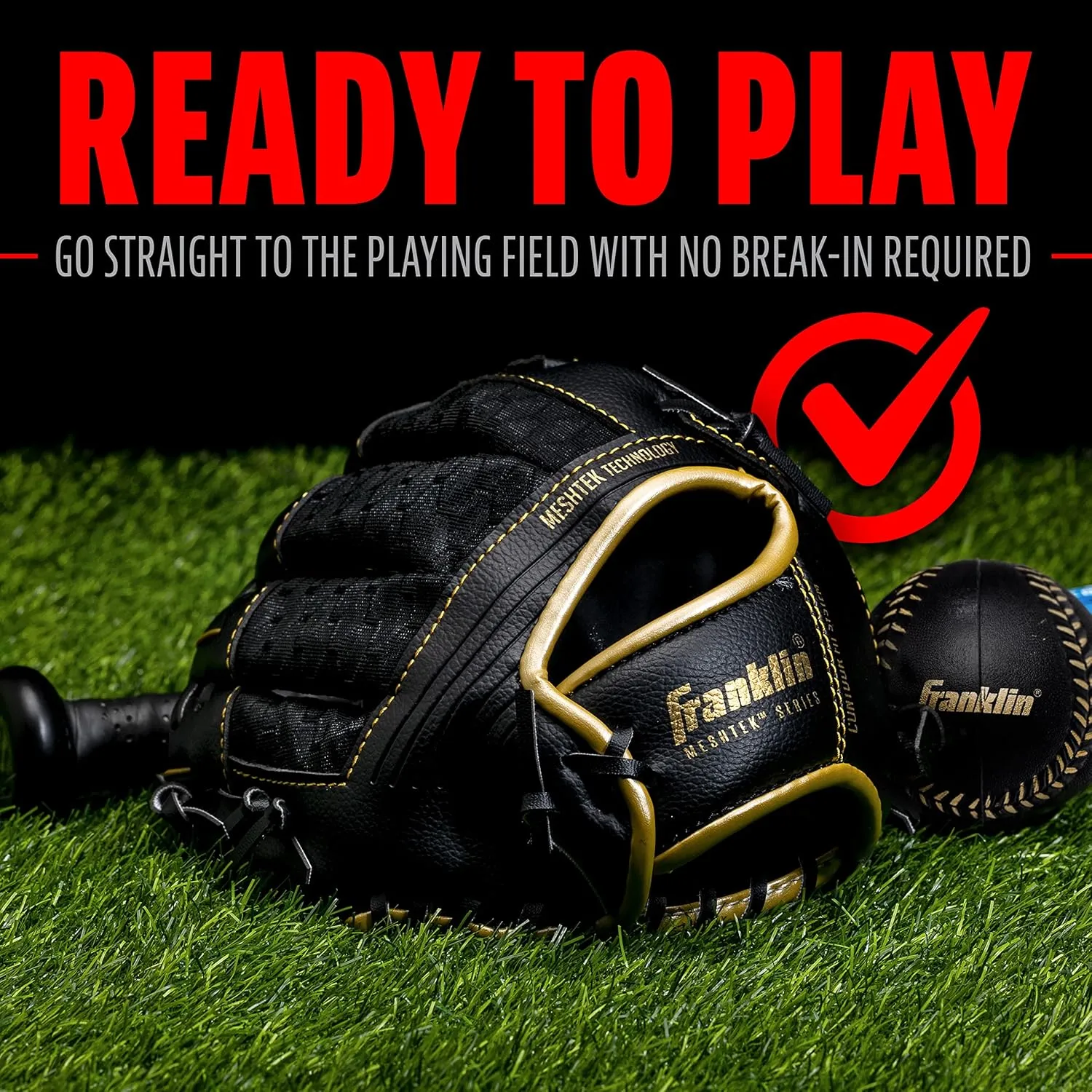 - 9.5" Inch Franklin Sports Kids Baseball Glove   Ball Sets - earning impenetrable Switzerland Meshtek Youth Teeball Gloves for Kids   Toddlers - Left   Right Hand Throw Mitts   Glove Sets with Foam Balls - Boys   Girls Gloves 