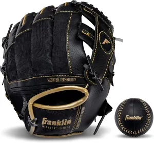 - 9.5" Inch Franklin Sports Kids Baseball Glove   Ball Sets - earning impenetrable Switzerland Meshtek Youth Teeball Gloves for Kids   Toddlers - Left   Right Hand Throw Mitts   Glove Sets with Foam Balls - Boys   Girls Gloves 