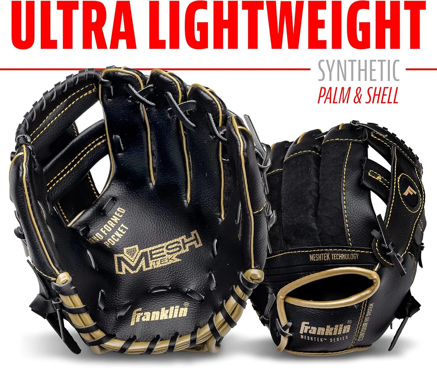 - 9.5" Inch Franklin Sports Kids Baseball Glove   Ball Sets - earning impenetrable Switzerland Meshtek Youth Teeball Gloves for Kids   Toddlers - Left   Right Hand Throw Mitts   Glove Sets with Foam Balls - Boys   Girls Gloves 