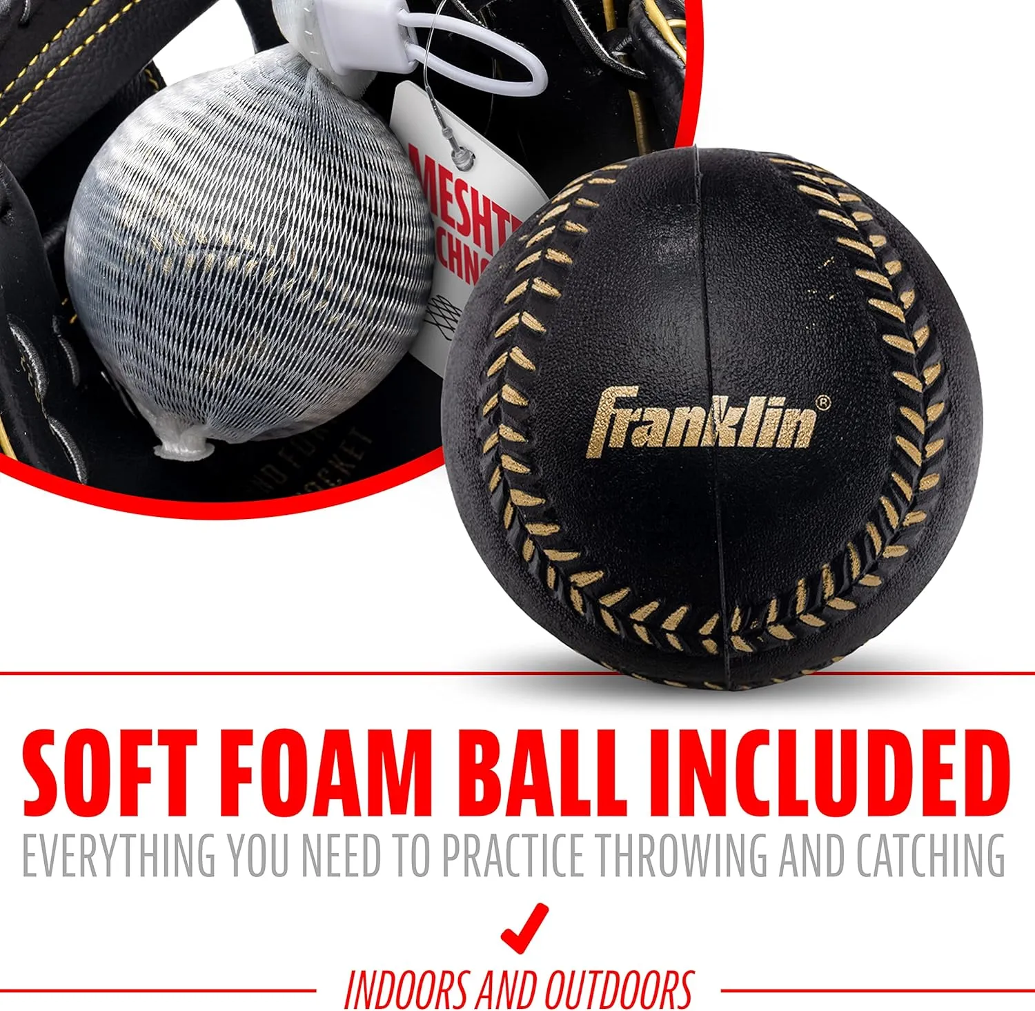 - 9.5" Inch Franklin Sports Kids Baseball Glove   Ball Sets - earning impenetrable Switzerland Meshtek Youth Teeball Gloves for Kids   Toddlers - Left   Right Hand Throw Mitts   Glove Sets with Foam Balls - Boys   Girls Gloves 