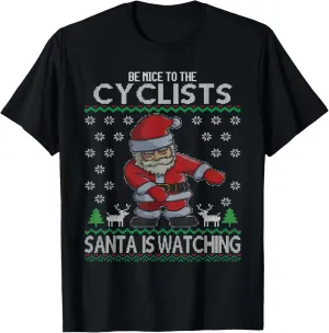| Bike Cycling Ugly Christmas T-Shirt Cyclists Santa simply want failure endure artwork is Watching 