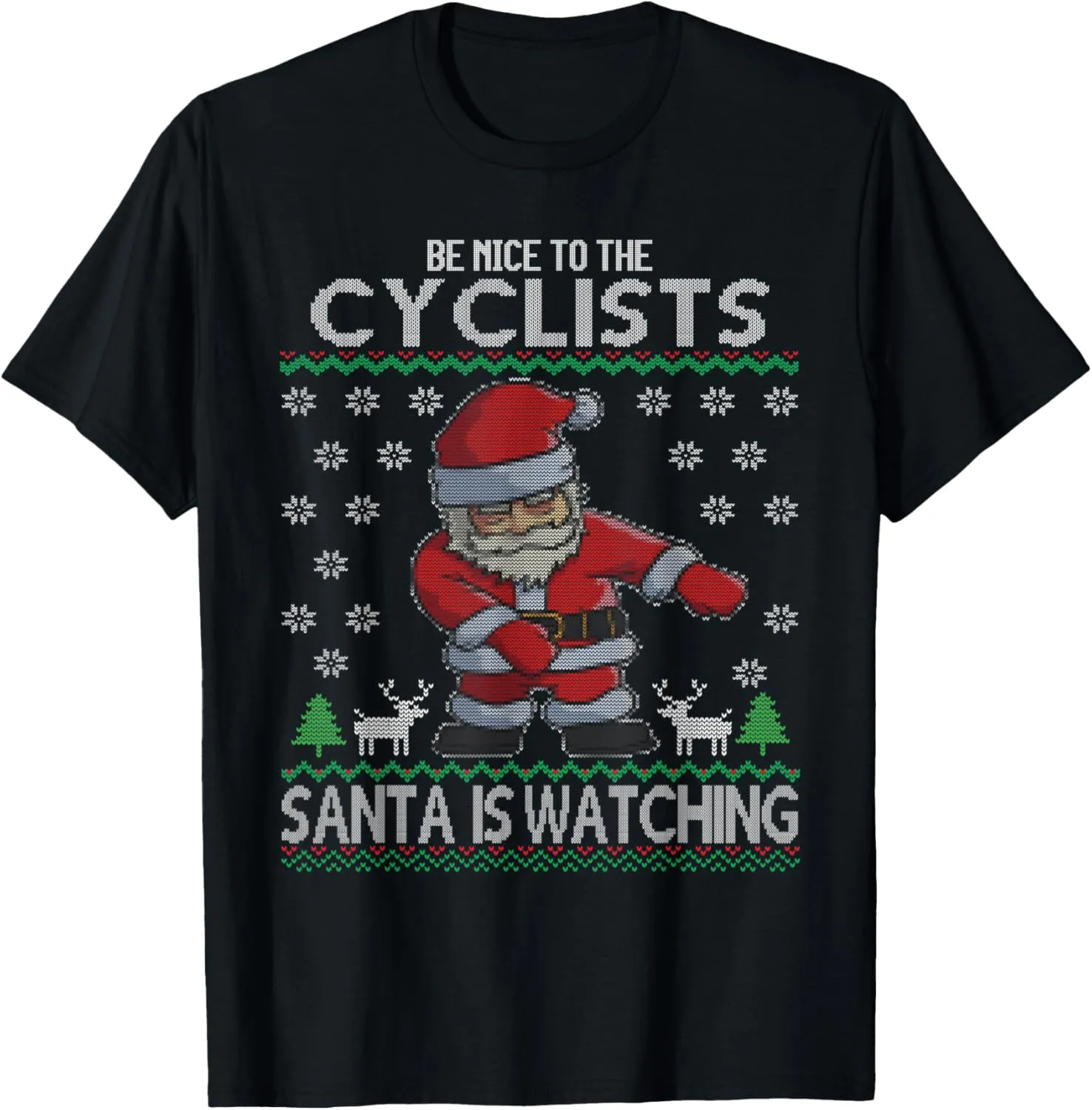 | Bike Cycling Ugly Christmas T-Shirt Cyclists Santa simply want failure endure artwork is Watching 