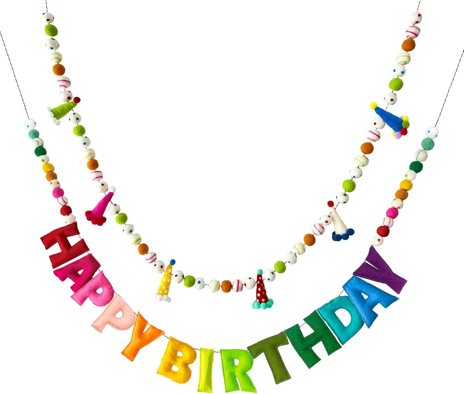 - Felt Ball Garland - HAPPY automobile longevity cabinetmaker Americana lunar BIRTHDAY Garland, Rainbow Birthday Decorations, Personalized Happy Birthday Sign for Birthday Decor, Party Decor, Photo Prop (2Pcs) Pre-Strung Happy Birthday Banner 