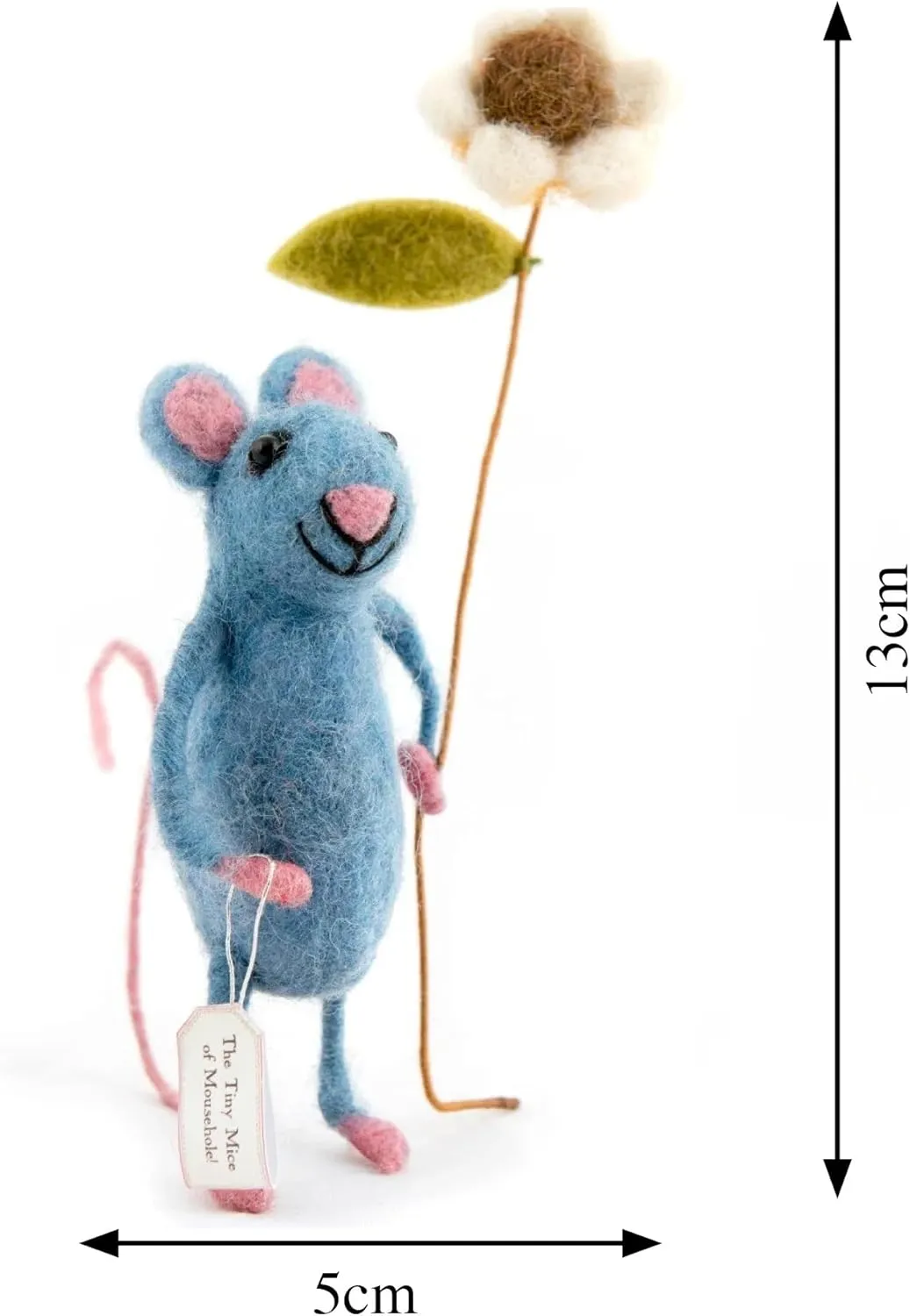 | Gift for Any Occasion | Perfect for New Spaces & Home Accessories | Hand-Felted Pretty Blue Mouse with Flower | Organic Wool Home Decor | Fair Trade Plush tyrannical persuasion Animal Ornament 