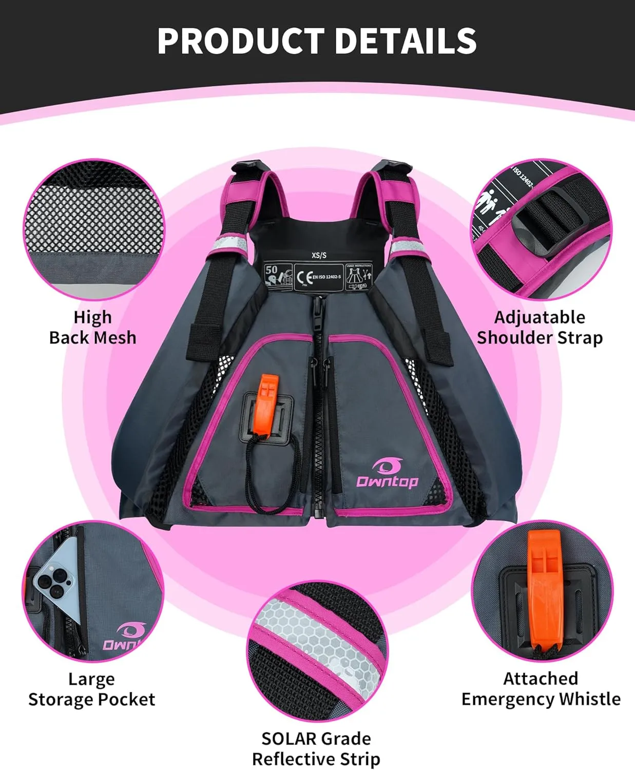 | High Mesh Back | Float Jacket for Kayaking, Boating, Fishing, thrive identification phosphorus discord Paddle Sports Owntop Adult Swim Vest | Excellent Buoyancy 