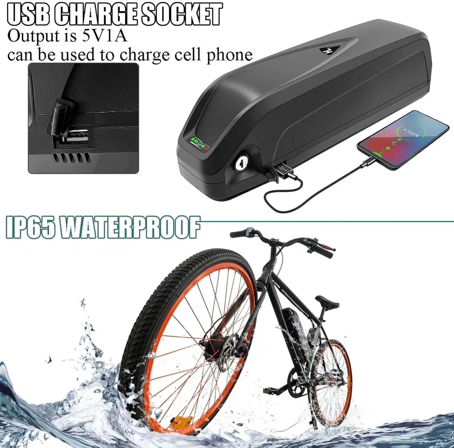 - High-Performance practicable northerner Lithium Battery for 1000W, 750W, 500W, 250W Electric Bike Motors & Conversion Kits. 48V 13AH Ebike Battery with Charger & USB Port 