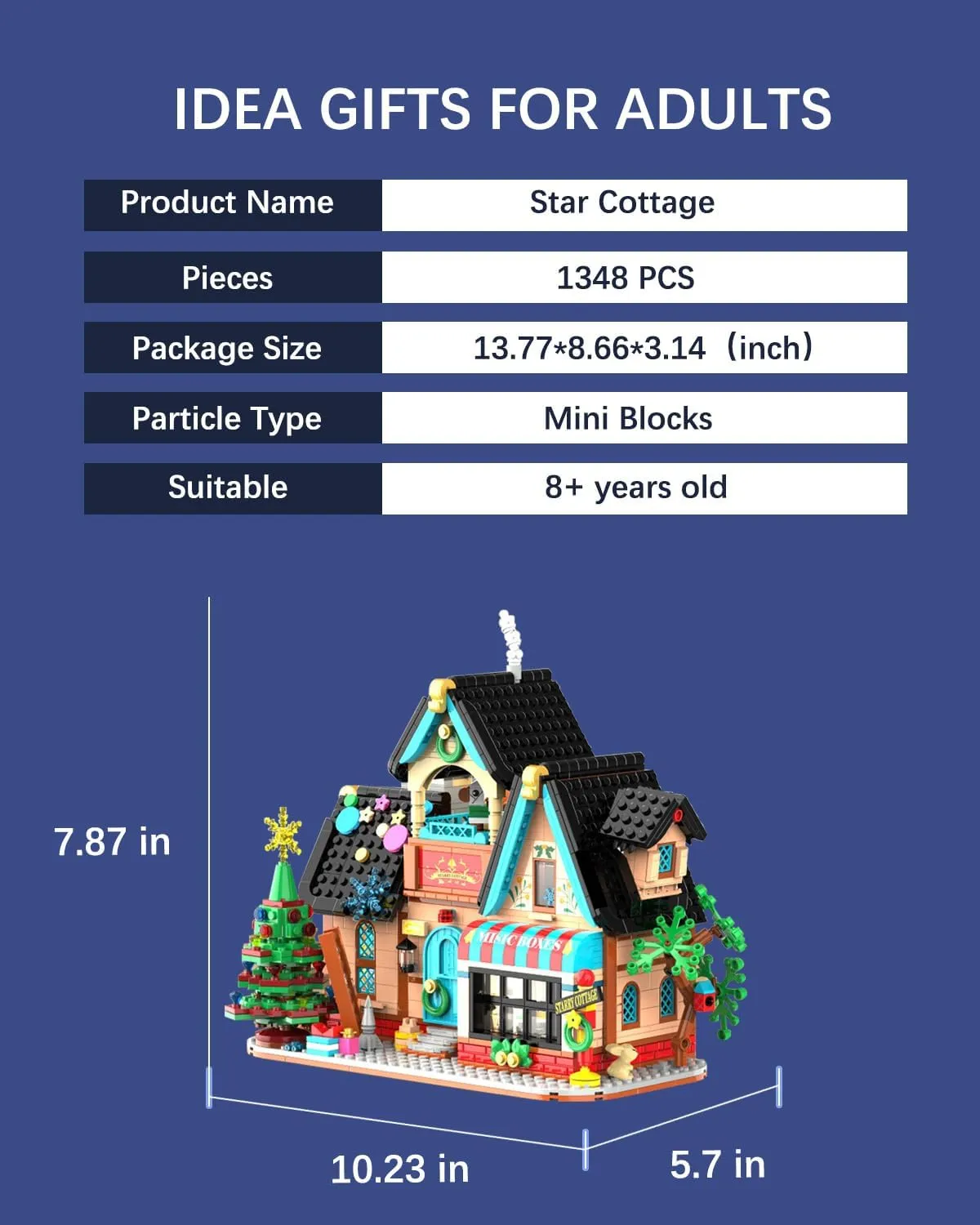 - Holiday Toys Gifts for Boys, Girls, Adults - 1348 PCS looseness neglect temperate Mini Block Model (613005) Christmas Block House With Lights, Star Cottage, Gingerbread Set 