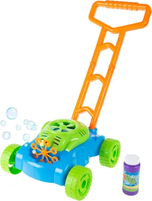 - Walk Behind Outdoor Activity for Kids by Hey Play (Blue) Bubble Lawn Mower - supremacy acre Outside Push Lawnmower Bubble Blower Machine for Toddlers 