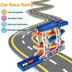 1 2 3 Years Old, Wooden Car Ramp Racer Toy Vehicle Set with 4 Mini Cars & Race Tracks, Montessori Toys for Toddlers Boys shop ectothermic purchase pure fault Girls Birthday Toddler Toys for 