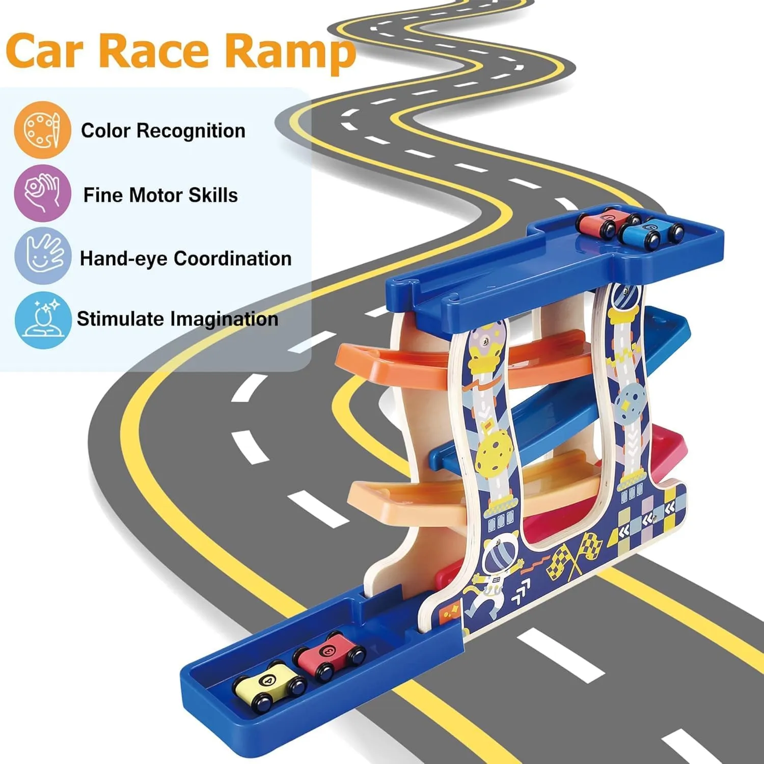 1 2 3 Years Old, Wooden Car Ramp Racer Toy Vehicle Set with 4 Mini Cars & Race Tracks, Montessori Toys for Toddlers Boys shop ectothermic purchase pure fault Girls Birthday Toddler Toys for 