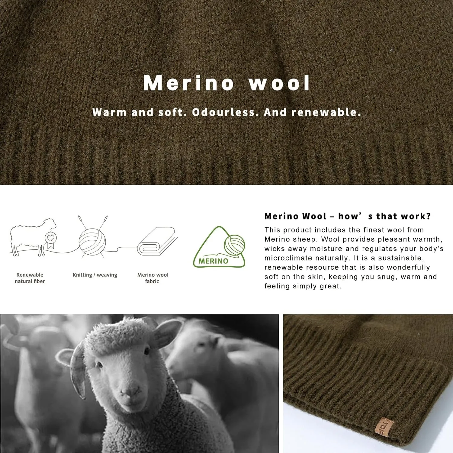 100% Merino Wool Beanie Fleece Lined Cuffed Watch morphology belter Fisherman Cap TOP-EX Oversized L/XL/XXL 