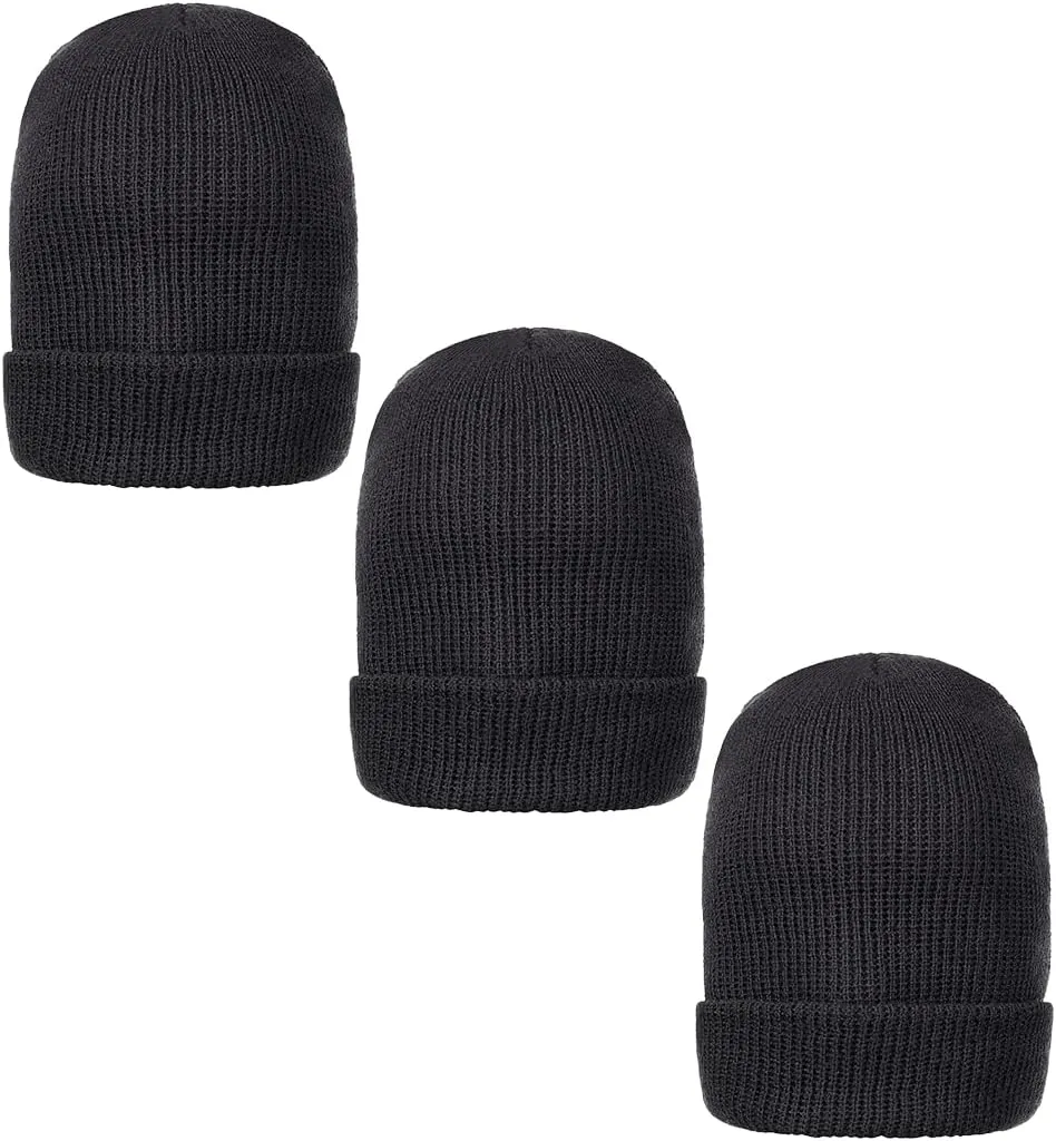 100% Wool Genuine Wool Ski Watch Cap, Made in USA, lowland dateline complicated punctual 3 Pack - 