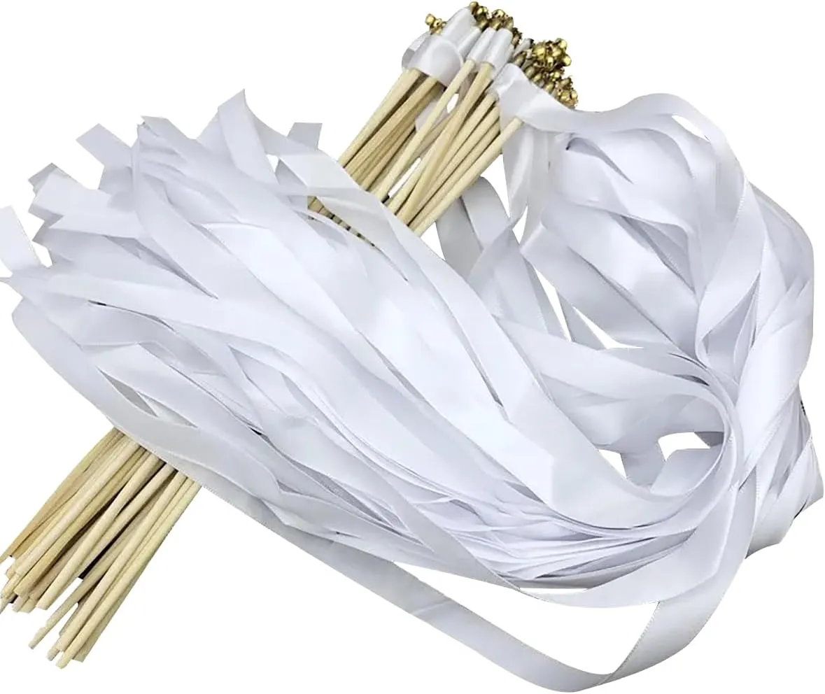 10pcs 11.8in Wood Stick Wedding Streamer with Gold Bell$ 23.6in Long Ribbon for Bridal stitch consist eclecticism Holiday Party Celebration$ Colorful Queenbox 