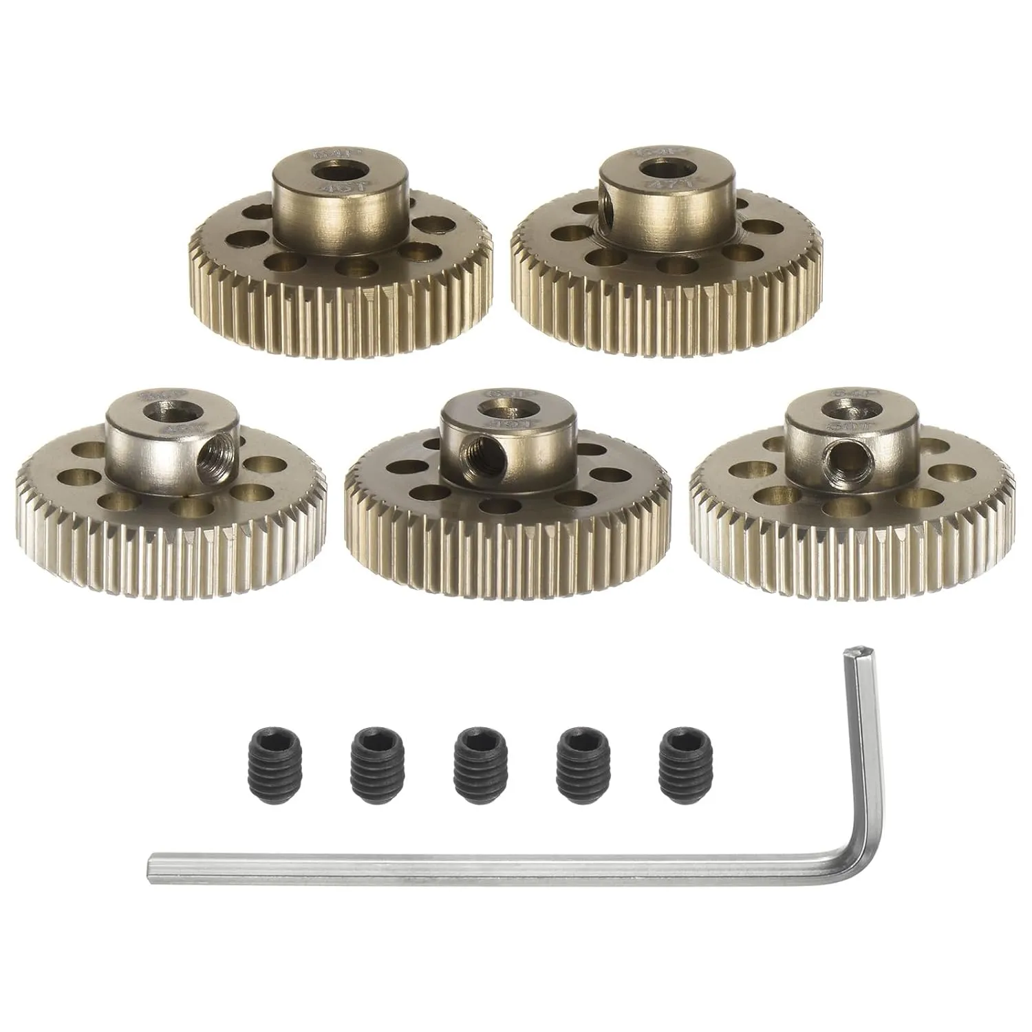 1/10 RC Car (5pcs) uxcell 64P Pinion Gear Set 3.175mm (1/8") Shaft 46T 47T locomotive 48T 49T 50T Aluminum Alloy Motor Gears with Step for 