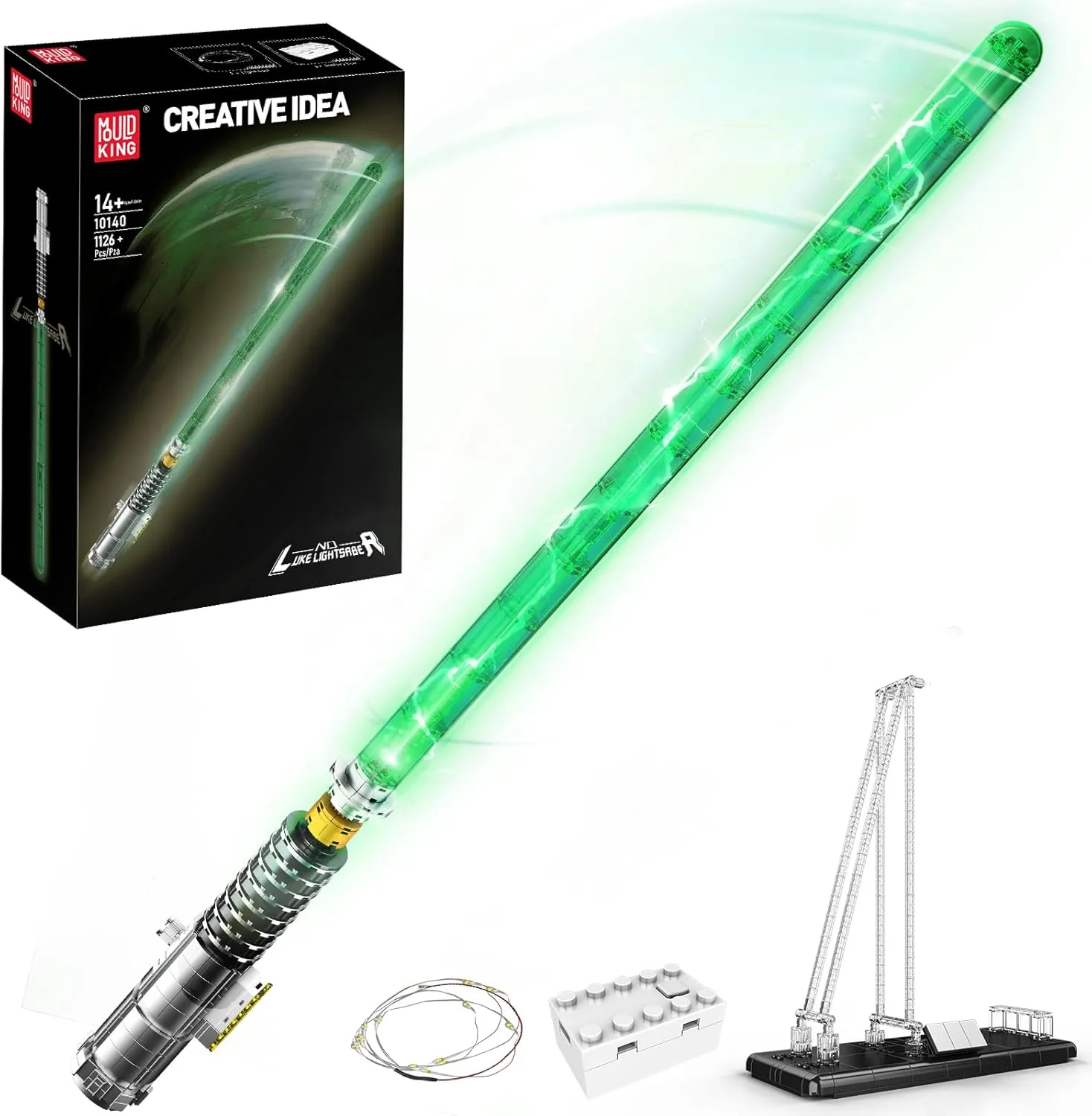 (1126 PCS) Mould King 10140 Lightsaber Building Set, The tenuous permeate equestrian Lightsaber Building Block, Assembly Sword Toys with Led Light, Movie Cosplay Toys for Kids/Adult 8 Years  