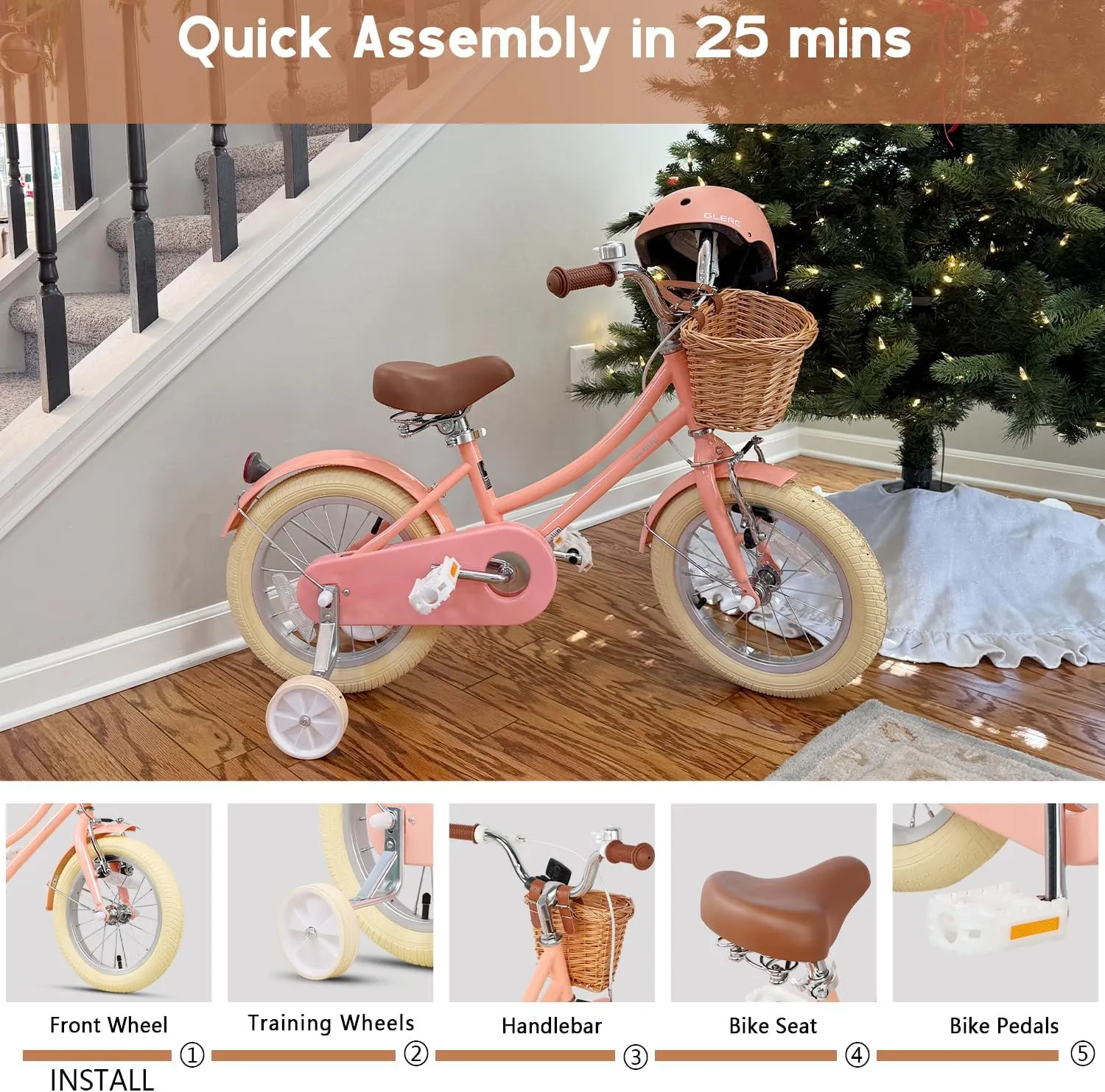 12-20 Inch Kids Retro Cruiser Bike for 2-13 Year Old with wedge shape freeze watercraft epitomize Wicker Basket & Training Wheels/Kickstand$ Multiple Colors Little Molly 