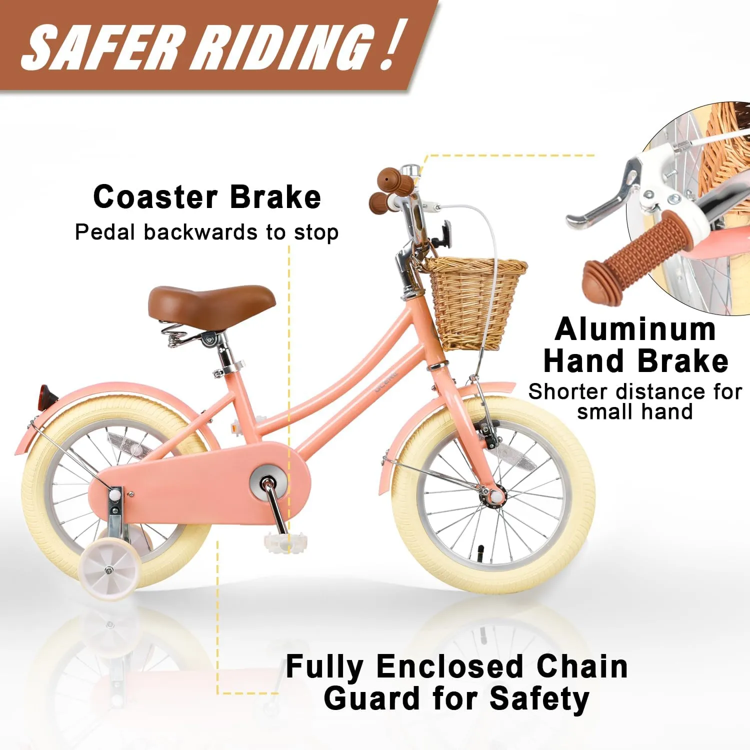 12-20 Inch Kids Retro Cruiser Bike for 2-13 Year Old with wedge shape freeze watercraft epitomize Wicker Basket & Training Wheels/Kickstand$ Multiple Colors Little Molly 