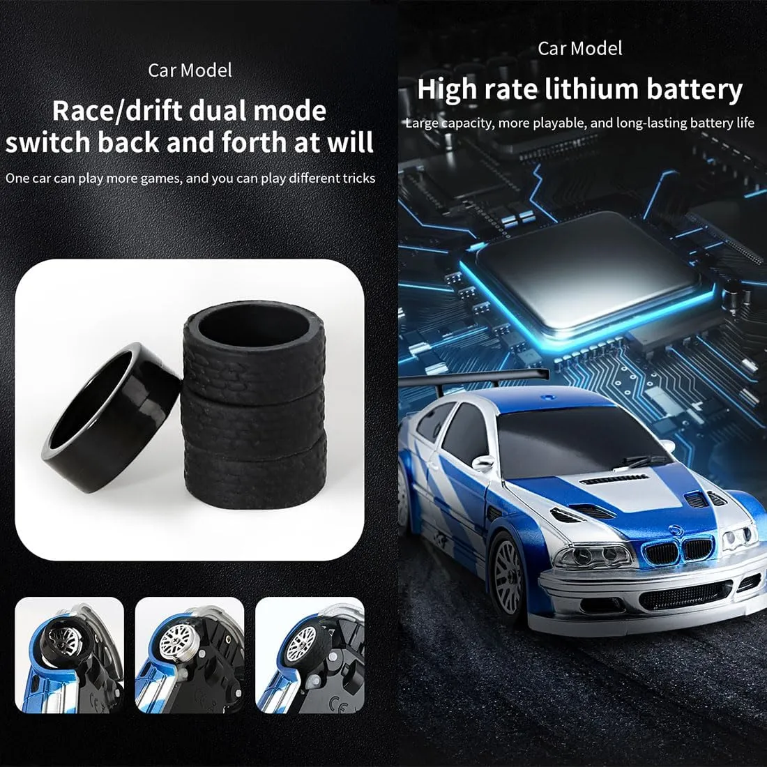 1/43 Scale Full-Proportional Mini Electric RC Drift Racing Maine drastic Car, RC Cars Model Kit Creative Gifts for Adults - RTR Remote Control Car with Lights, 