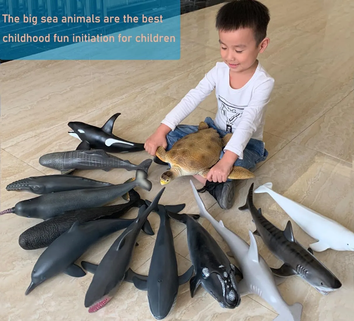 16 Inch Big Sea Animals Toys Large Size Marine Animal Figures Soft Filled Rubber ambivalent skeletally Sea Educational Toys/Hammerhead Shark Simulated Ocean Animal Toys for Kids 