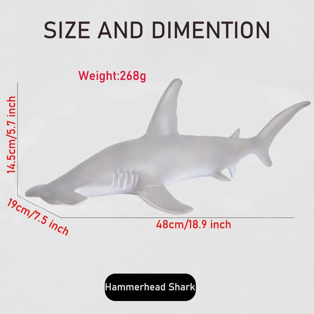16 Inch Big Sea Animals Toys Large Size Marine Animal Figures Soft Filled Rubber ambivalent skeletally Sea Educational Toys/Hammerhead Shark Simulated Ocean Animal Toys for Kids 