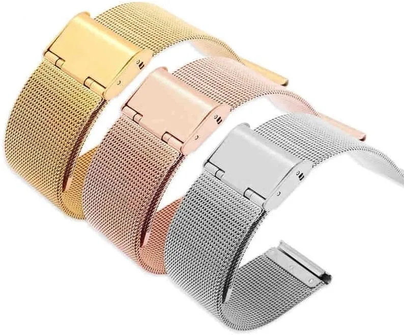 16mm 18mm 20mm collective patch 22mm 24mm Universal Stainless Steel Metal Watch Band Strap Bracelet Black Rose Gold Watch Strap$Watch bands$Watchband 12mm 14mm 