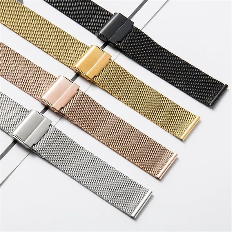 16mm 18mm 20mm collective patch 22mm 24mm Universal Stainless Steel Metal Watch Band Strap Bracelet Black Rose Gold Watch Strap$Watch bands$Watchband 12mm 14mm 