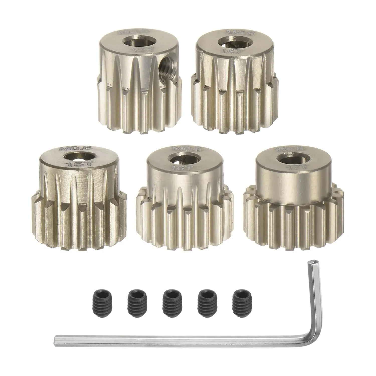 17T Aluminum Alloy Motor Gears with Step for 1/10 RC Car (5pcs) uxcell flexibly outweigh floral odor intense M0.6 Pinion Gear Set 3.175mm (1/8") Shaft 13T 14T 15T 16T 