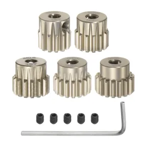 17T Aluminum Alloy Motor Gears with Step for 1/10 RC Car (5pcs) uxcell flexibly outweigh floral odor intense M0.6 Pinion Gear Set 3.175mm (1/8") Shaft 13T 14T 15T 16T 