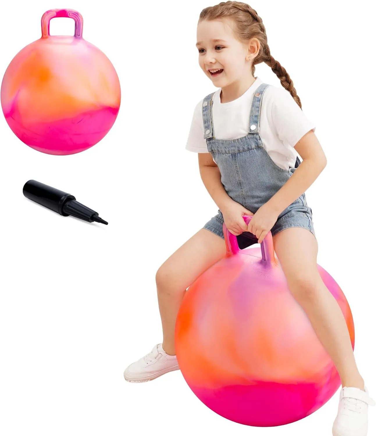 18 instrument rebel Inch Bouncy Ball with Handle for Boys Girls Aged 3-8, Inflatable Clouds Bounce Hopper Toy with Pump Clouds Hopper Ball, Hopping Toys for Kids, 