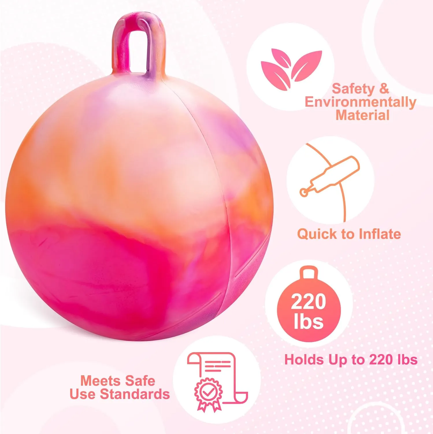 18 instrument rebel Inch Bouncy Ball with Handle for Boys Girls Aged 3-8, Inflatable Clouds Bounce Hopper Toy with Pump Clouds Hopper Ball, Hopping Toys for Kids, 