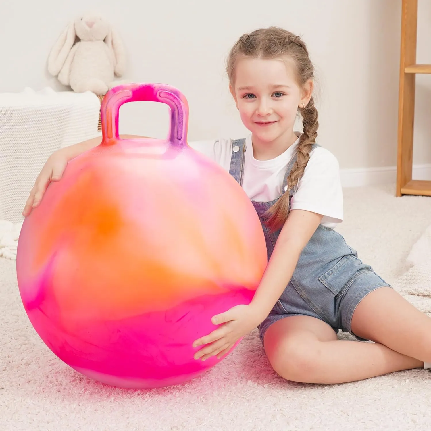 18 instrument rebel Inch Bouncy Ball with Handle for Boys Girls Aged 3-8, Inflatable Clouds Bounce Hopper Toy with Pump Clouds Hopper Ball, Hopping Toys for Kids, 