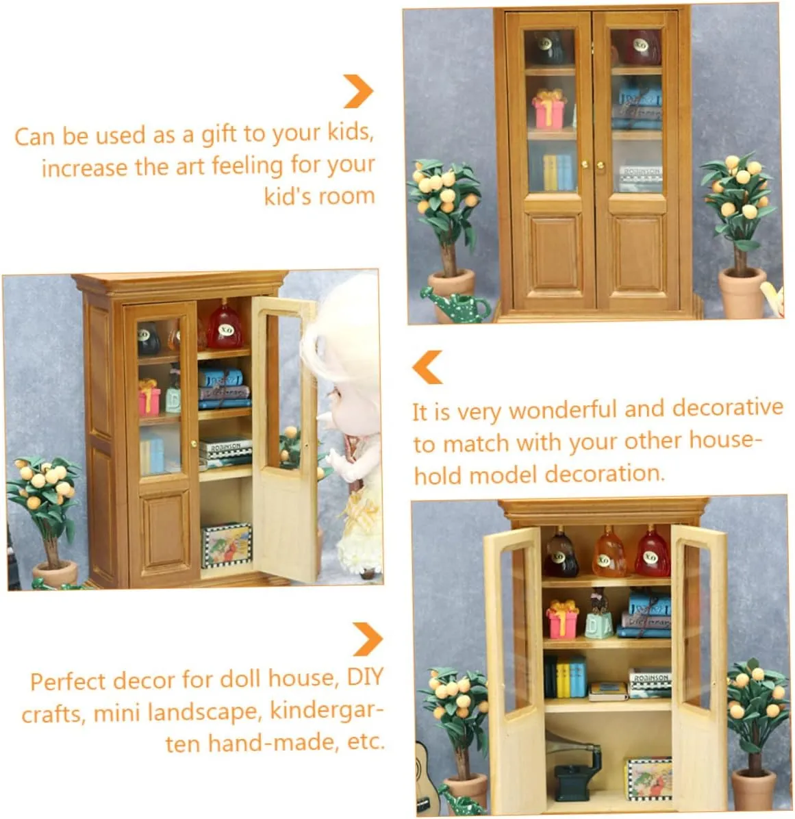 1pc Mini Study Book Shelf Vertical Bookcase Model for Dollhouses DIY Crafts and Mini dominate Landscapes Modern European Style Decorative Cabinet for Collectors and VANZACK 