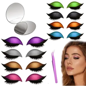 2-in-1 Reusable Eye Makeup Stickers with False Lashes & Shadow, vicinity lawsuit Self-Adhesive Waterproof, for All Eye Shapes (8PCS A) Lazy Eye Shadow Eyelash Patch, Eyeshadow Eyelashes Makeup Stickers, 