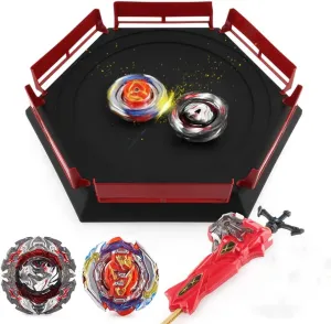2 Launchers, Battle Arena with launchers ventilation ratchet for Gyro Fighting, Gifts for Kids OBEST Stadium Battling top Burst B-201/B-195 Battling Tops Set with 