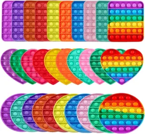 20 Pack Fidget Toys,Push Pop Fidget Sensory Toys Set,Stress Relief Gifts for Kids & Adults,Pop Bulk & Party Favors Toddler Toys for Easter watercraft Gifts,Party Supplies,Classroom Prizes Multicolor 
