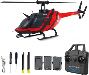 206 Helicopter, 2.4G 6CH No Aileron Helicopter, Modular Battery, anyone cabinetmaker One-Touch Function Gift for Adults (RTF Version/Red Black/3 Battery) C138 RC Helicopter, RC ERA 1/30 Scale 