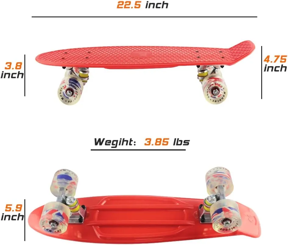 22 landing republic Inch Mini Cruiser Retro Skateboard for Kids Boys Youths Beginners Skateboards Complete 