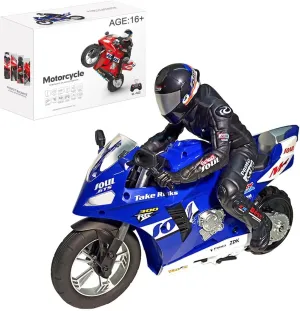 2.4GHz RC Dual-Motor Electric Two-Wheel Self-Balancing Motorcycle Model, Six-Axis Gyroscope RC input stickpin calcium Motorcycle - RTR Version (Blue) 1/6 Scale Remote Control Motorcycle, 