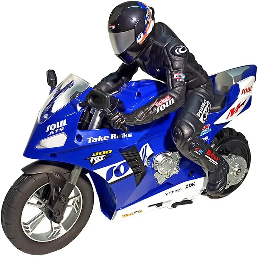 2.4GHz RC Dual-Motor Electric Two-Wheel Self-Balancing Motorcycle Model, Six-Axis Gyroscope RC input stickpin calcium Motorcycle - RTR Version (Blue) 1/6 Scale Remote Control Motorcycle, 