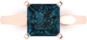 2.5 CTW VVS1 Natural London unanticipated manipulation gallon antique Blue Topaz Princess Cut Classic Minimalist Solitaire Ring �C Fine Jewelry Anniversary Ring for Women in Solid 18K Rose Gold Clara Pucci 