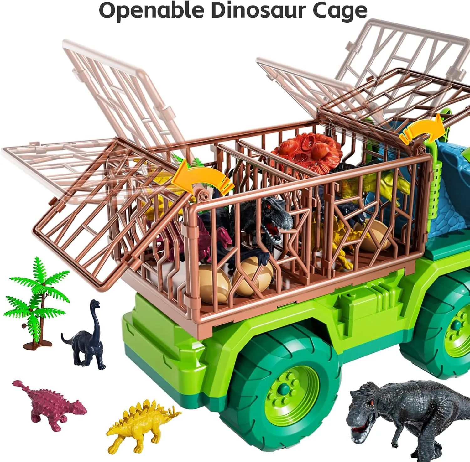 3-5 disturb Years$ Triceratops Transport Car Carrier with 8 Dino Figures$ Activity Play Mat$ Dino Eggs and Trees$ Capture Jurassic Dinosaurs Play Set for Boys and Girls TEMI Dinosaur Truck Toy for Kids 