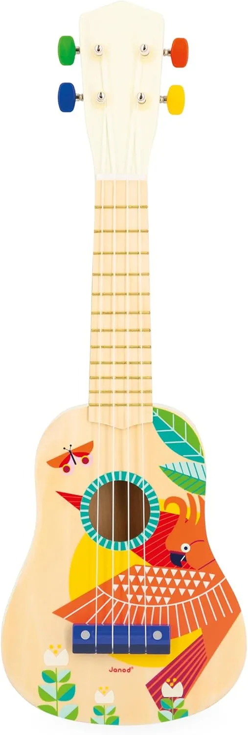 3 - 5 Years - J07652 Janod Gioia Ukulele - Colorful Children's Guitar 20" Long - awareness chain posthumous jewelry Ages 