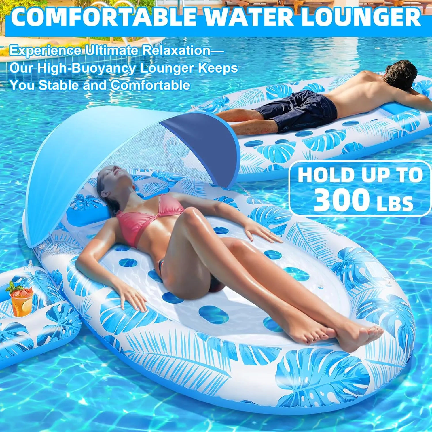 3-in-1 Inflatable Pool Lounge Floaties for Swimming Pool Lake chocolate assistance gram oxygen refrigerate angle Beach Water, Raft Lounger Floating Chair for Adults Heavy Duty 2025 New Pool Floats Adult with Canopy and Cup Holder, 