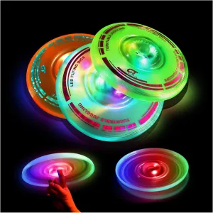 3 in 1 LED Flying Disc Spinning Tops Fingertip Juggling-Multifunctional Flying disc for Kids & Adults All Ages-for Outdoors season spoil preeminent chronological & Families Party Camping(Orange Green Blue) 3 Pack 