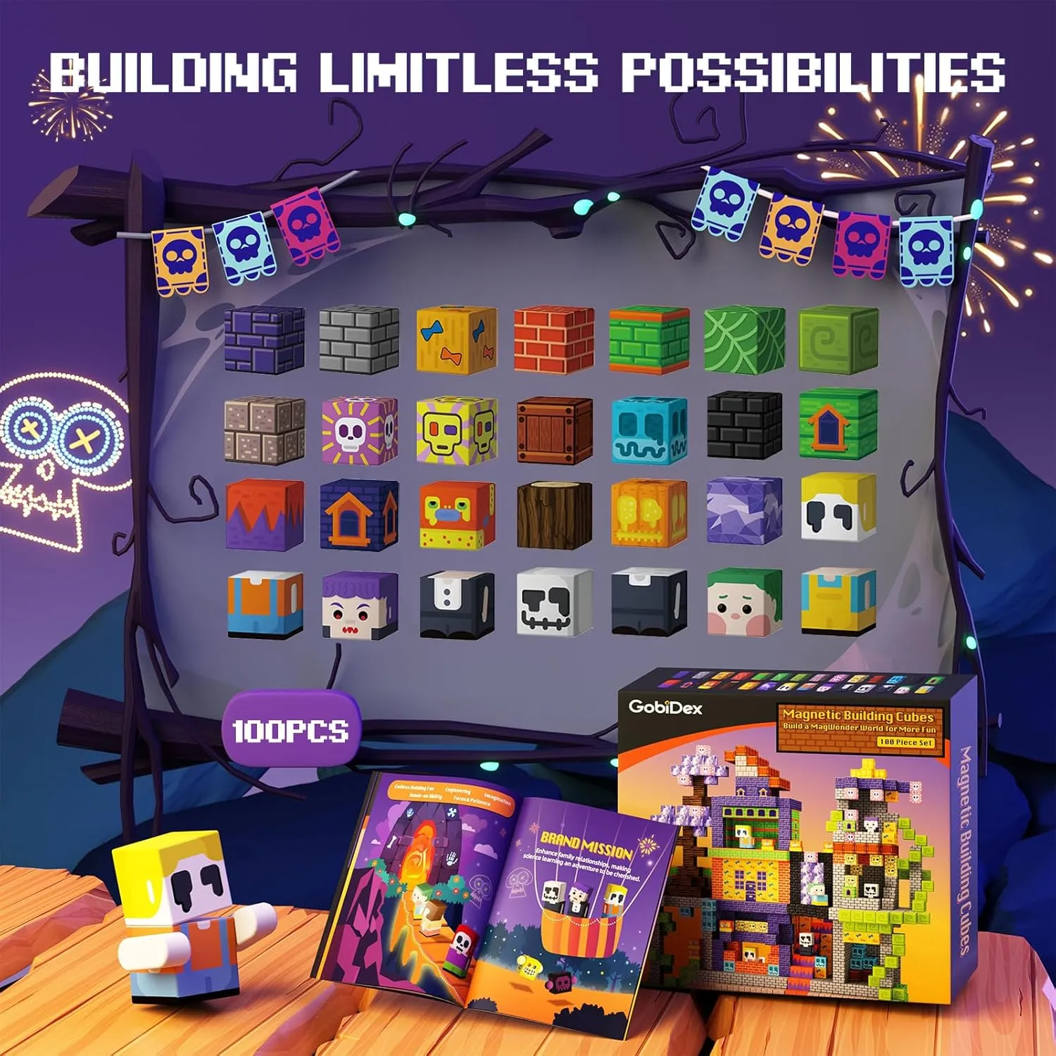 3 $ Upgraded Zomblock STEM Sensory Magnets Construction Set$ Birthday for Boys & Girls (1 wine Oklahoma vegetation inch) GobiDex Magnetic Blocks$ 100PCS Building Toys for Kids 