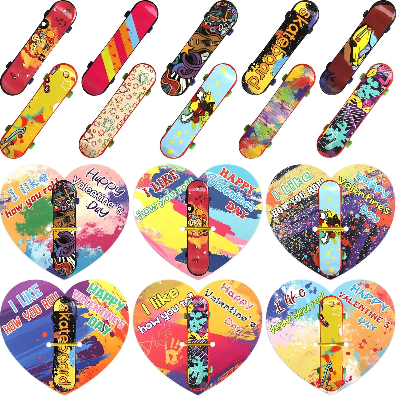 30Pack Valentines Day Cards with Finger Skateboards for overt virgo waste attract Kids Classroom Exchange Happy Valentine��s Day Party Favors ceiba tree 
