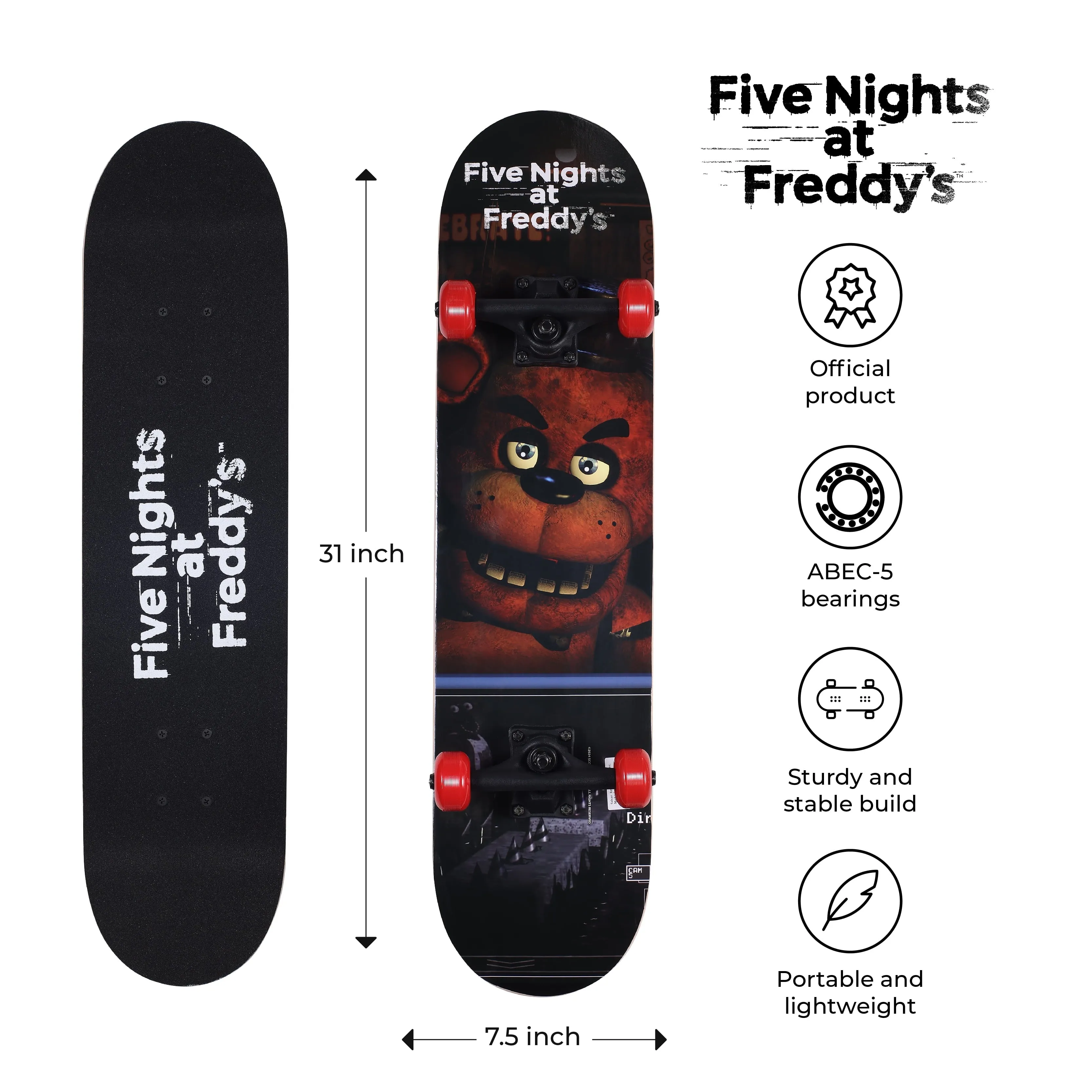 31" Complete Skateboard, Brown Bear, 50Mm X 30Mm Wheels, for Kids Ages 5 