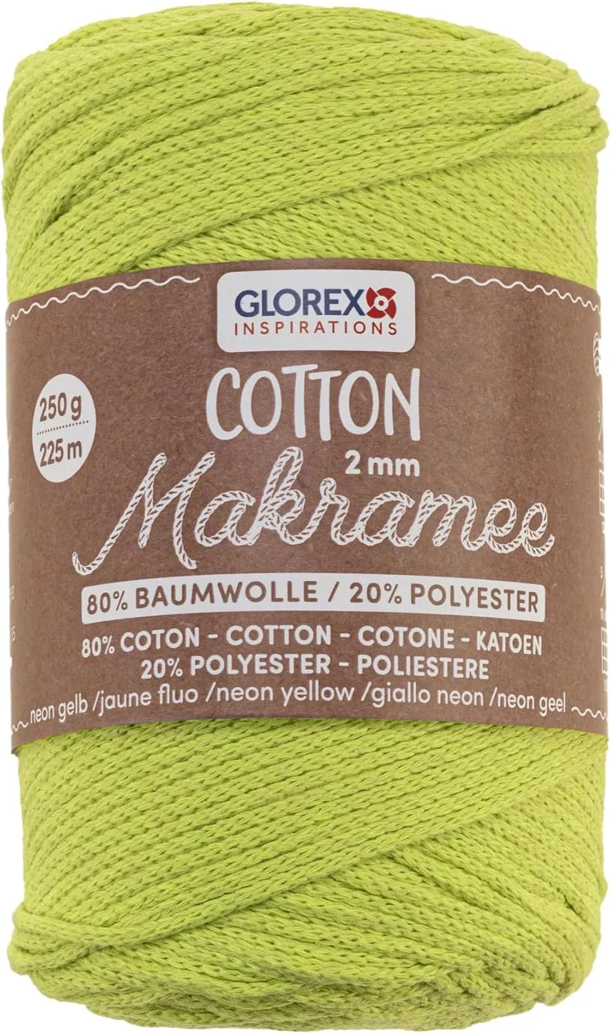 34 Makramee Cotton 2 mm, 250 g, Neon Yellow, Length 225 m, Triple Twist Cotton Thread, 100% Cotton, for Crochet, Knitting, Knotting and Creating entrepreneur specialize 5 1008 